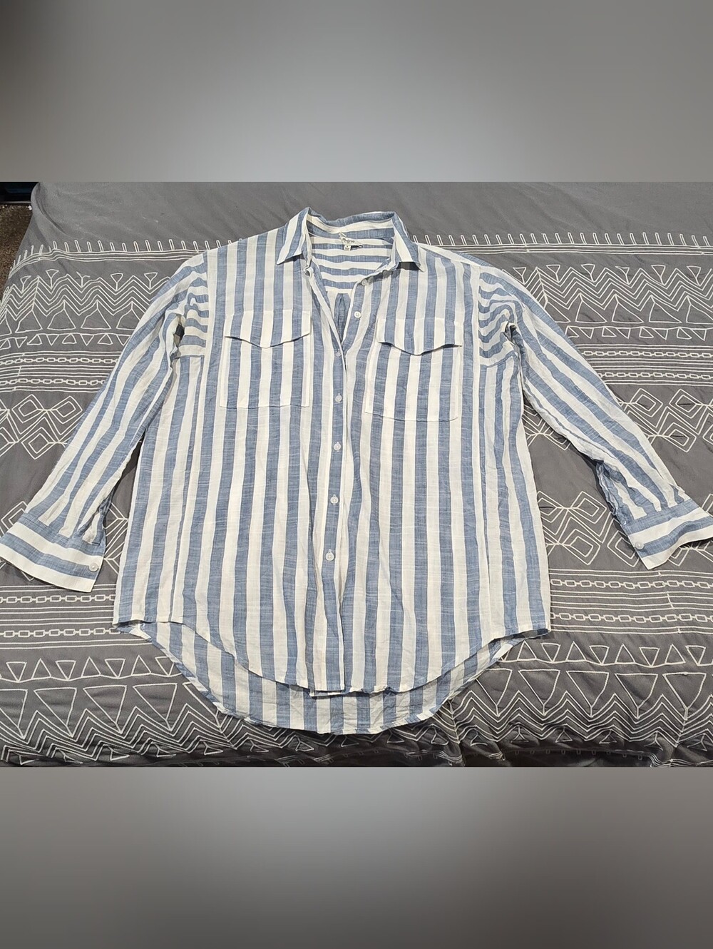 Madewell Womens Oversized Boyfriend Style Striped Button Down Shirt Size Small